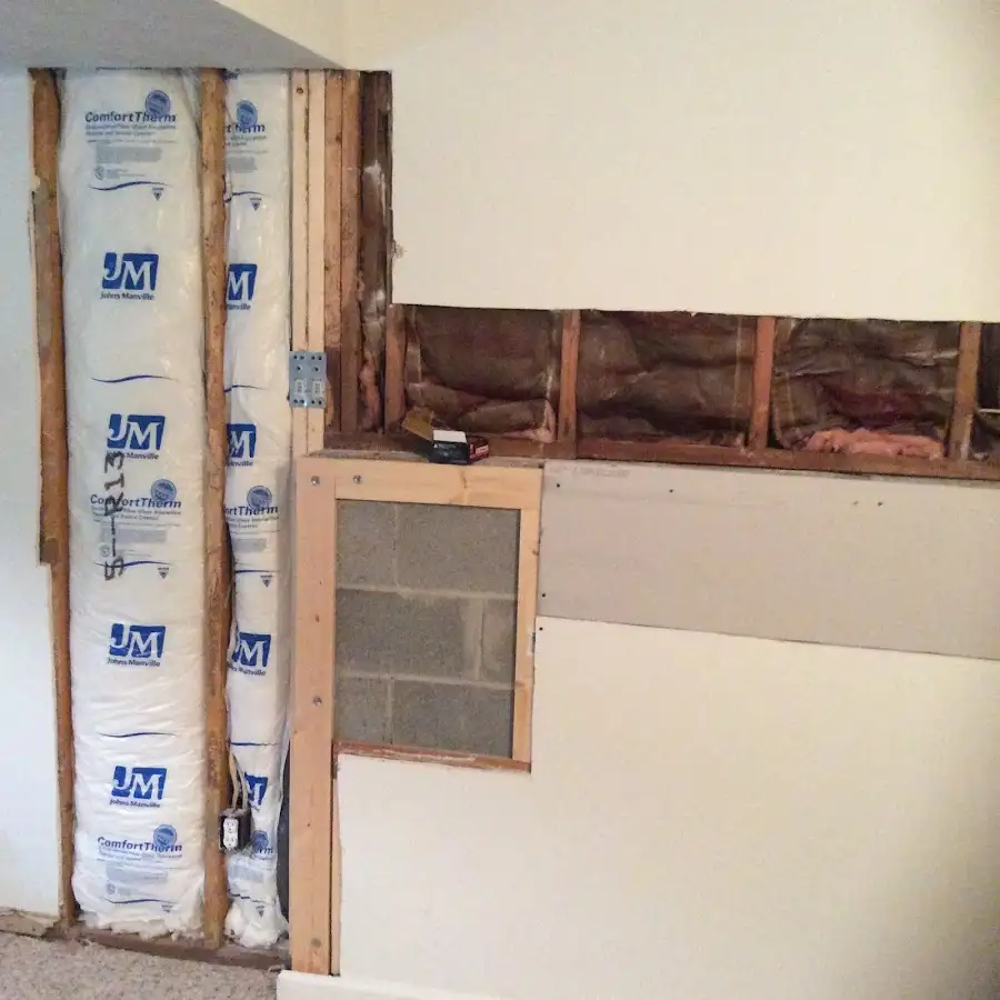 Wall insulation replacement during Basement Flood Cleanup in Canby